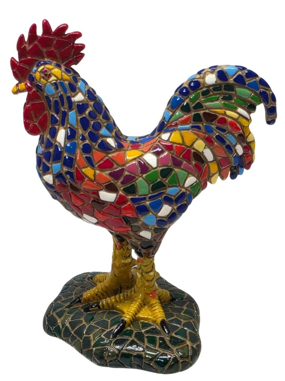 Barcino Designs Mosaic Rooster Figurine 4.5” Gaudi Style Spain Colorful Ceramic